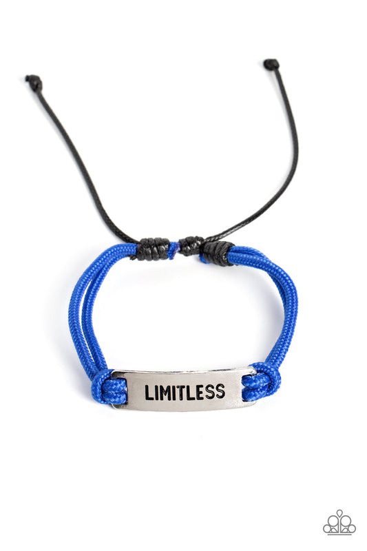 Limitless Layover - Blue Double-Strand Rope & Silver "Limitless" Stamped Plate Paparazzi Urban Bracelet