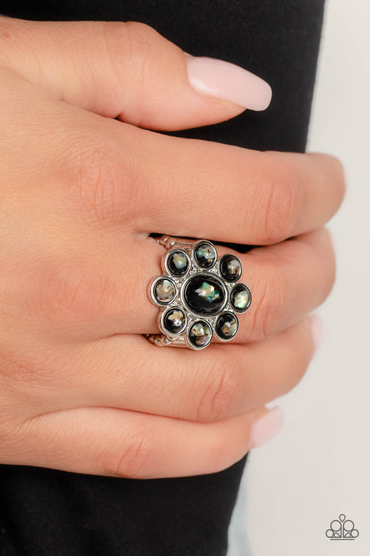 Time to SHELL-ebrate - Black Background/Iridescent Shells Paparazzi Ring