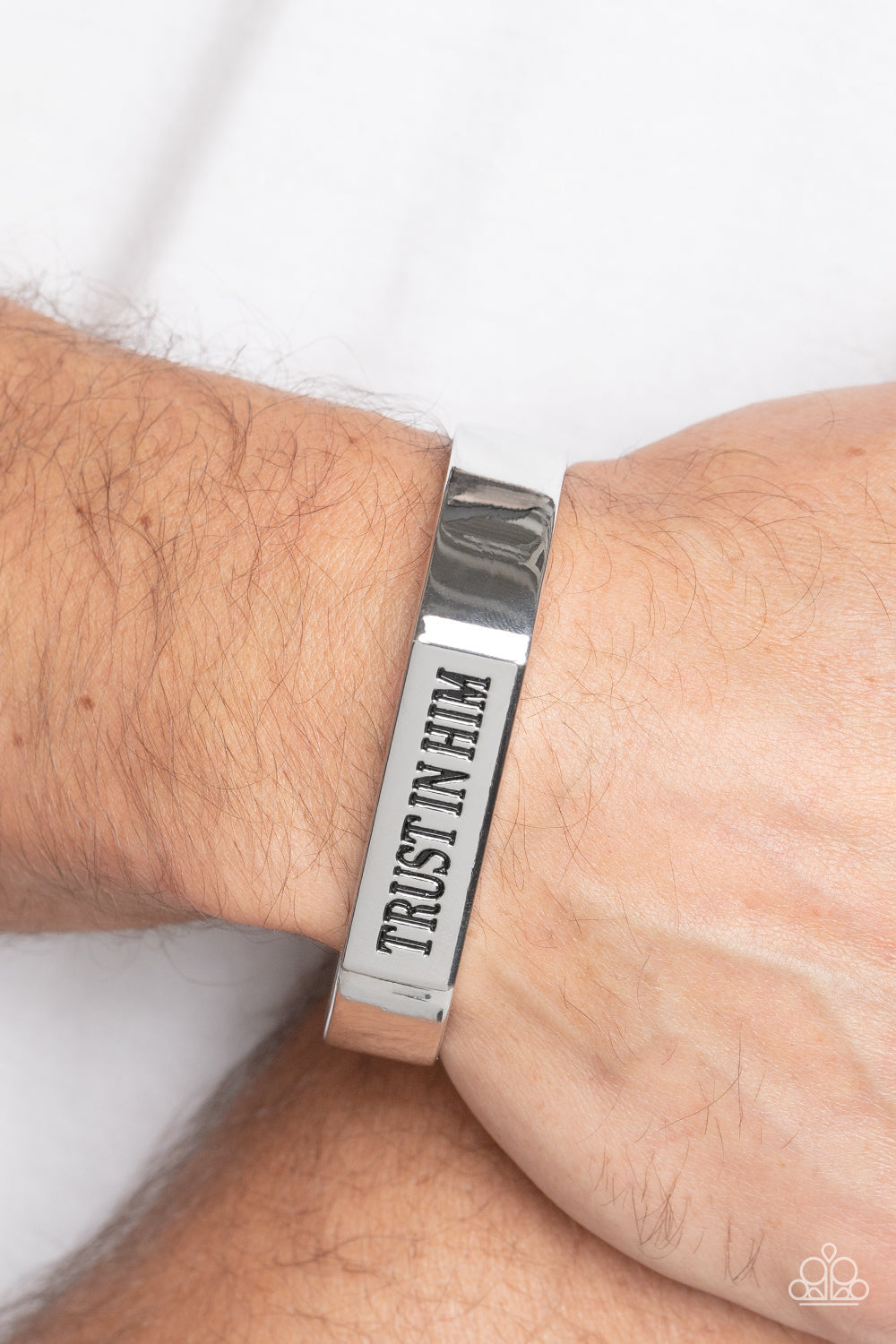 Trusting Trinket - Silver "Trust in Him" Stamped Silver Men's Cuff Bracelet