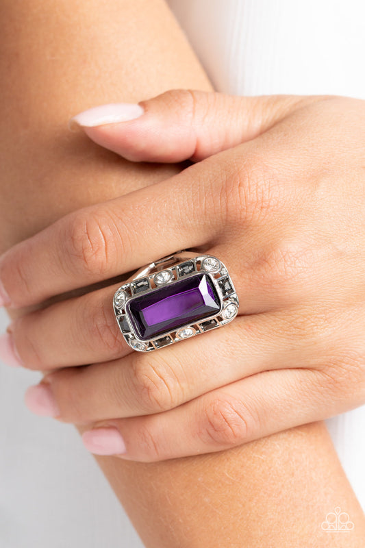 Radiant Rhinestones - Purple Oversized Gem Paprazzi Ring