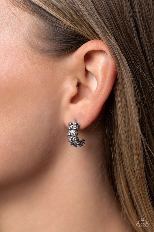 Bubbling Beauty - Silver Scalloped Pattern Paparazzi Dainty Hoop Earrings