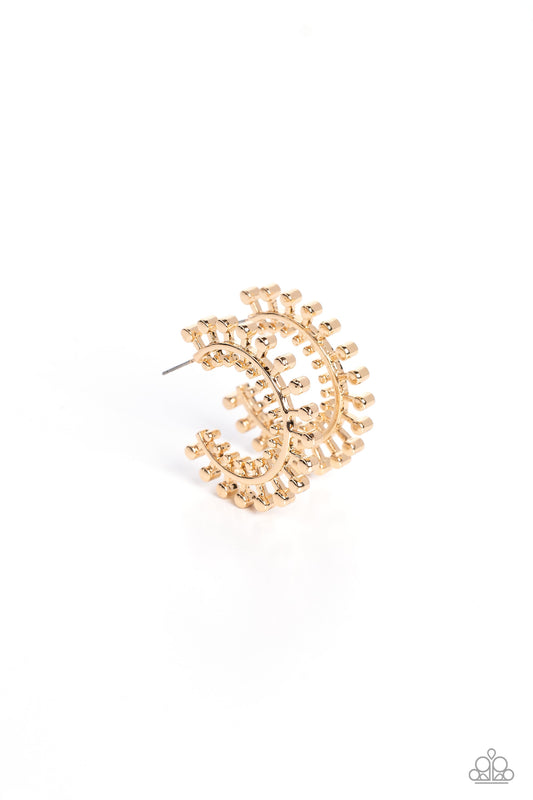 The Way You Make Me WHEEL - Gold Studded Hoop Paparazzi Post Earrings