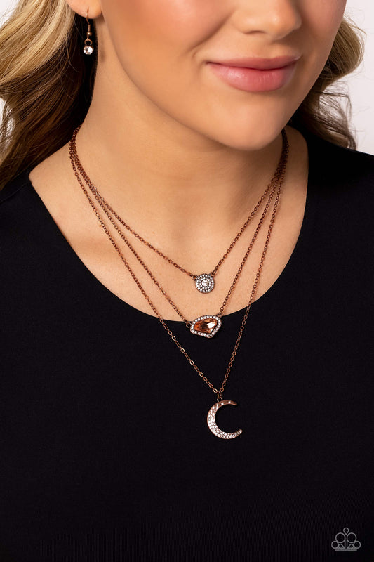 Lunar Lineup - Copper Stellar Pendant Paparazzi Necklace & matching earrings