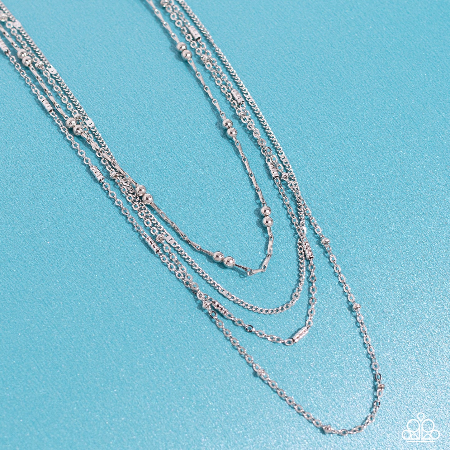 Studded Shimmer - Silver Dainty Chain Paparazzi Necklace & matching earrings