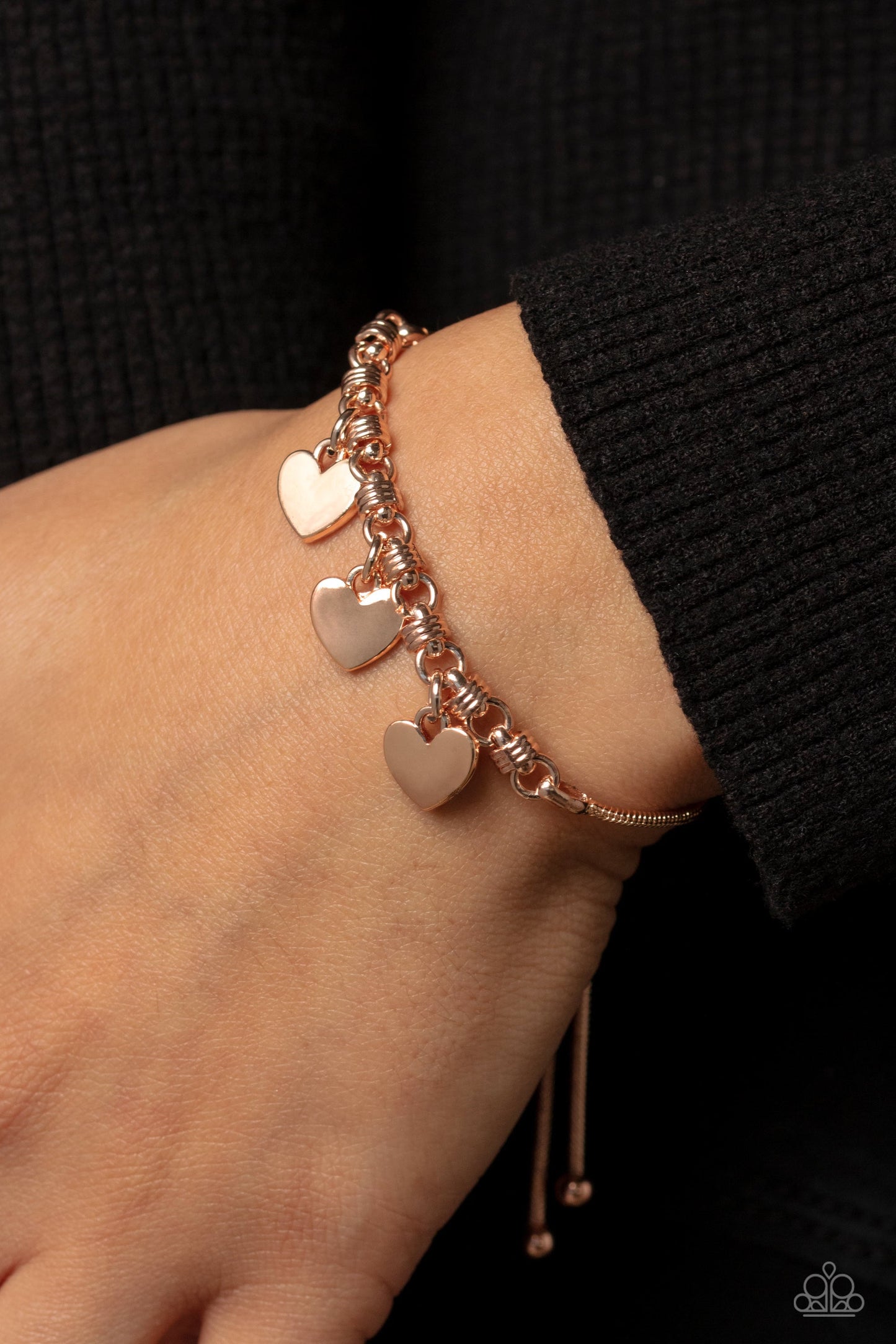 Romance Tale - Rose Gold Snake Chain & Rose Gold Hearts Paparazzi Urban Bracelet
