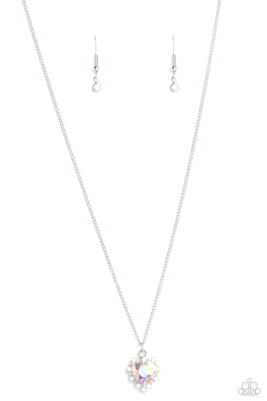 Be Still My Heart - Yellow UV Shimmer Heart Gem Pendant Paparazzi Necklace & matching earrings
