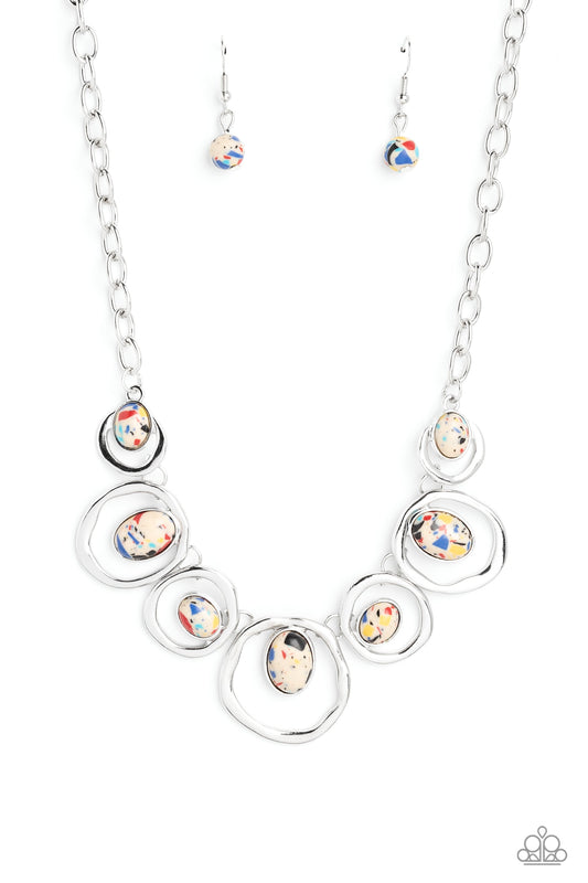 Marble Medley - Yellow Marbled Stone Paparazzi Necklace & matching earrings