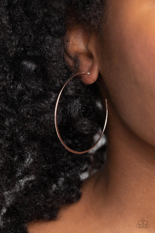 Seize the Sheen - Rose Gold Thin Smooth Oversized Hoop Paparazzi Earrings