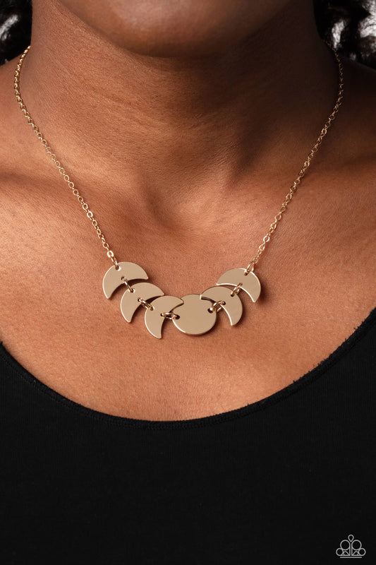 LUNAR Has It - Gold Moon Phase Necklace & matching earrings