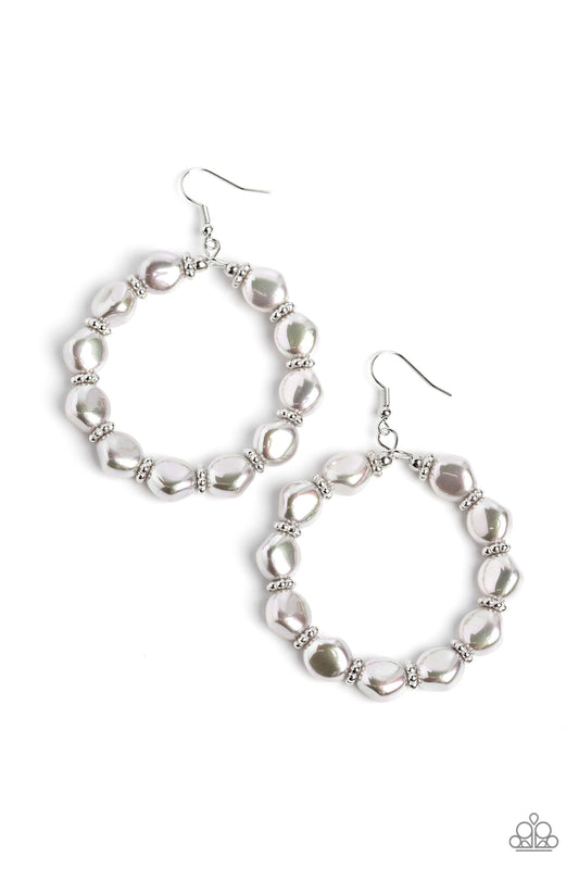 The PEARL Next Door - Silver Iridescent Pearl Paparazzi Earrings