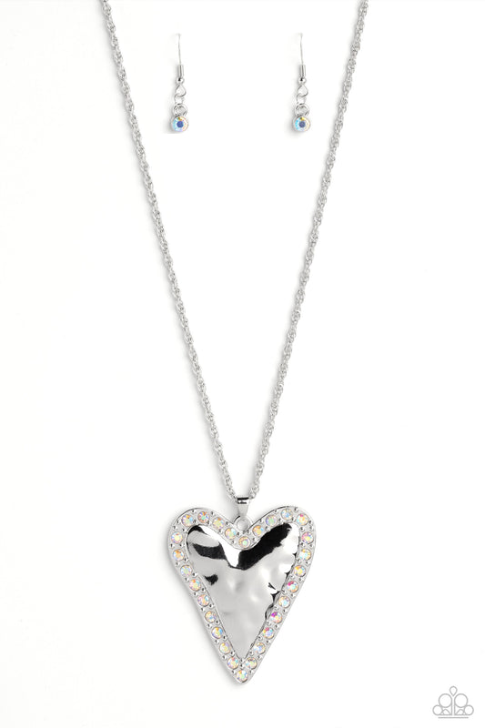 Radiant Romeo - Multi Iridescent Gems/Oversized Abstract Heart Pendant Paparazzi Necklace & matching earrings
