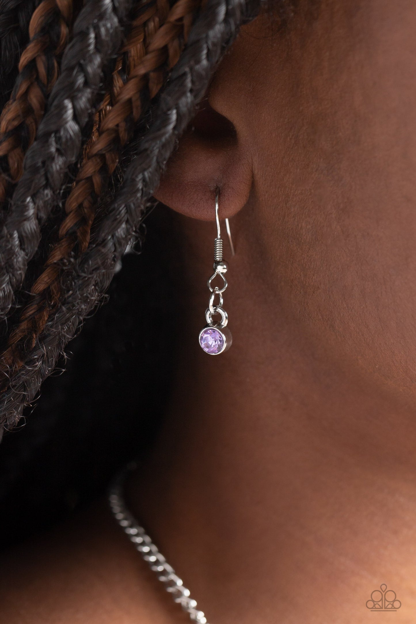Tabloid Treasure - Purple Gems & Iridescent Rhinestone Paparazzi Necklace & matching earrings