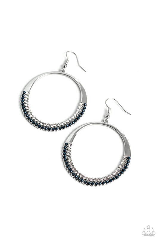 Material PEARL - Blue Dainty Pearls & Dainty White Gem Paparazzi Earrings