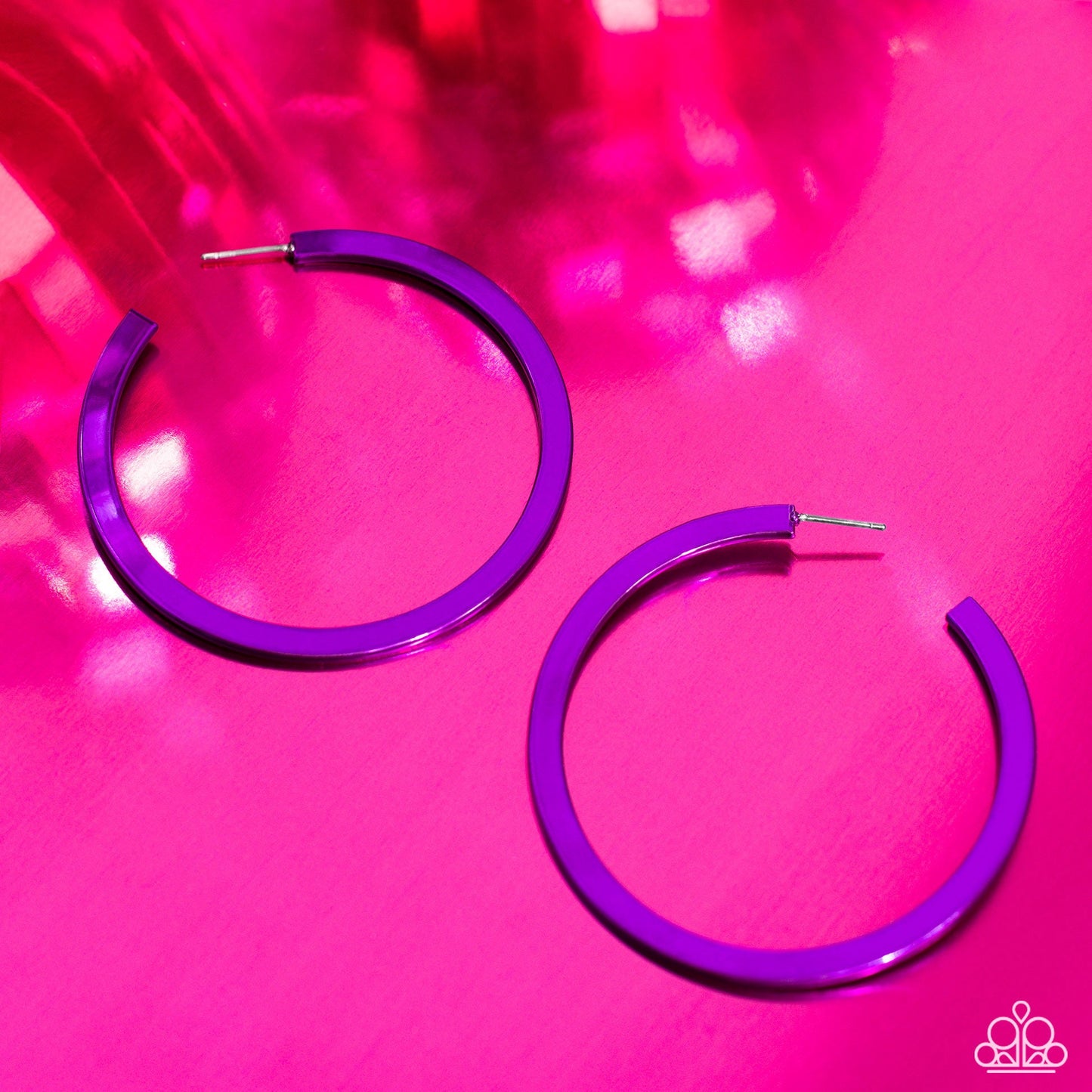 Pop HOOP - Purple Vibrant Bar Hoop Paparazzi Post Earrings