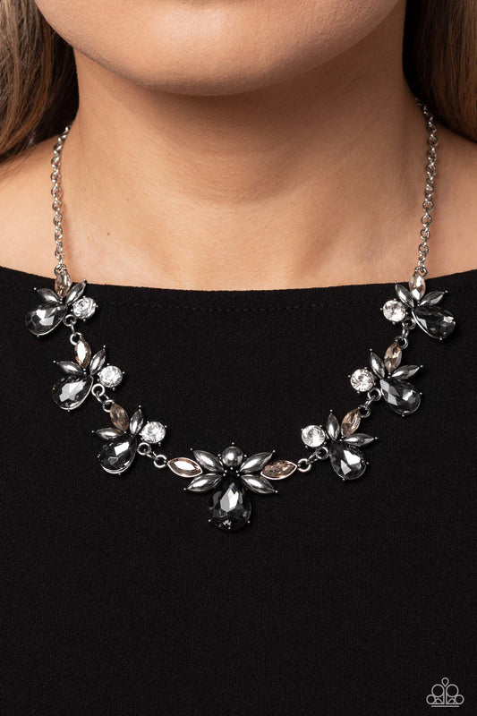 Explosive Effulgence - Silver & White Gem Paparazzi Necklace & matching earrings