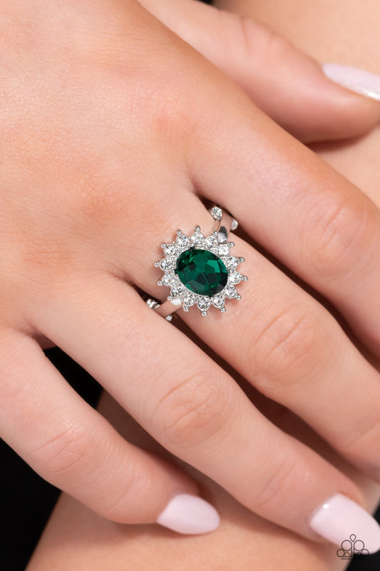 Red Carpet Reveal - Green & White Rhinestone Paparazzi Ring