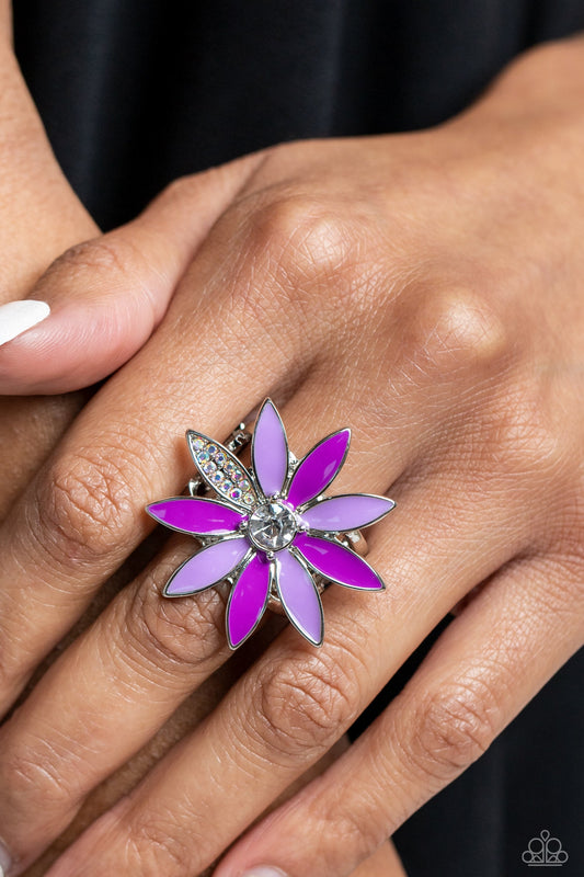 Lily Lei - Purple Dahlia & Lavender Petals Paparazzi Ring