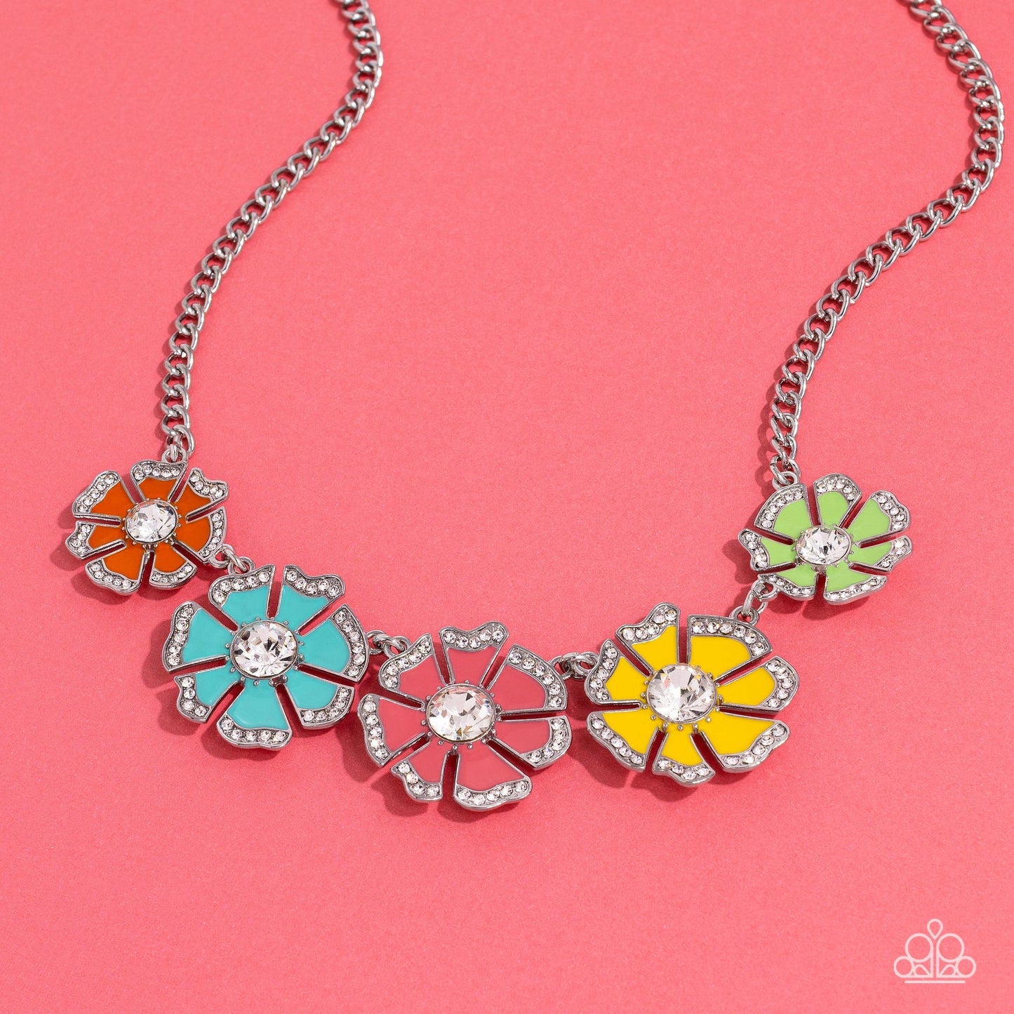 Playful Posies - Multi Colored Flowers Paparazzi Necklace & matching earrings