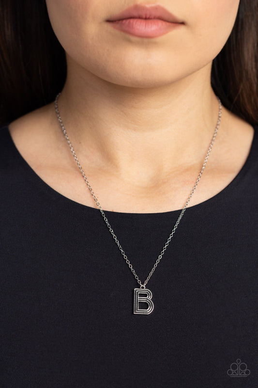 Leave Your Initials - Silver "B" Pendant Paparazzi Necklace & matching earrings