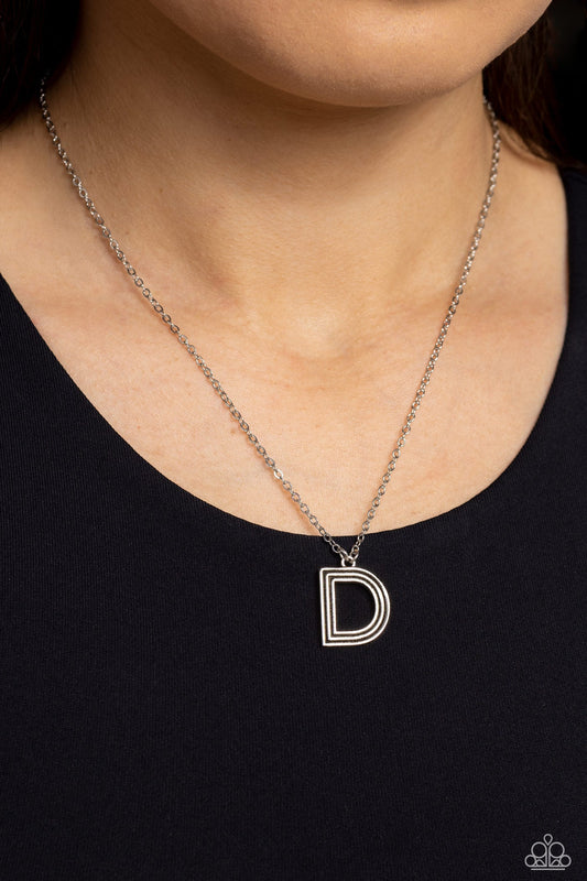 Leave Your Initials - Silver "D" Pendant Necklace & matching earrings