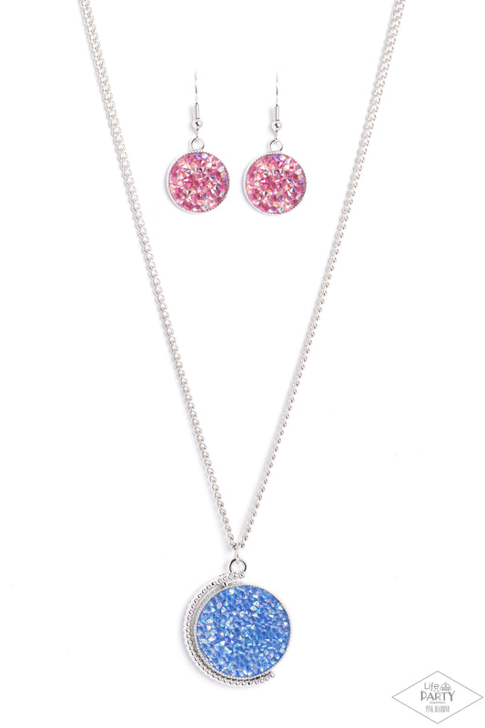 My Moon and Stars - Multi Iridescent Rhinestone Pendant Paparazzi Necklace & matching earrings