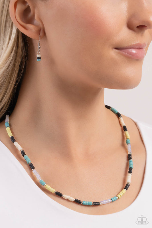 Oasis Outline - Black, Clear, Yellow, White Stone Discs Paparazzi Necklace & matching earrings
