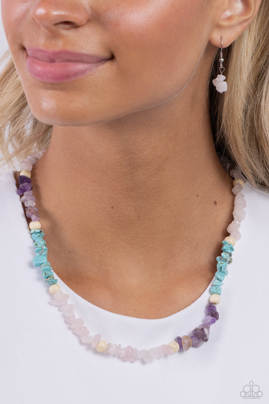 Soothing Stones - Pink, Turquoise, & Amethyst Stones Paparazzi Necklace & matching earrings