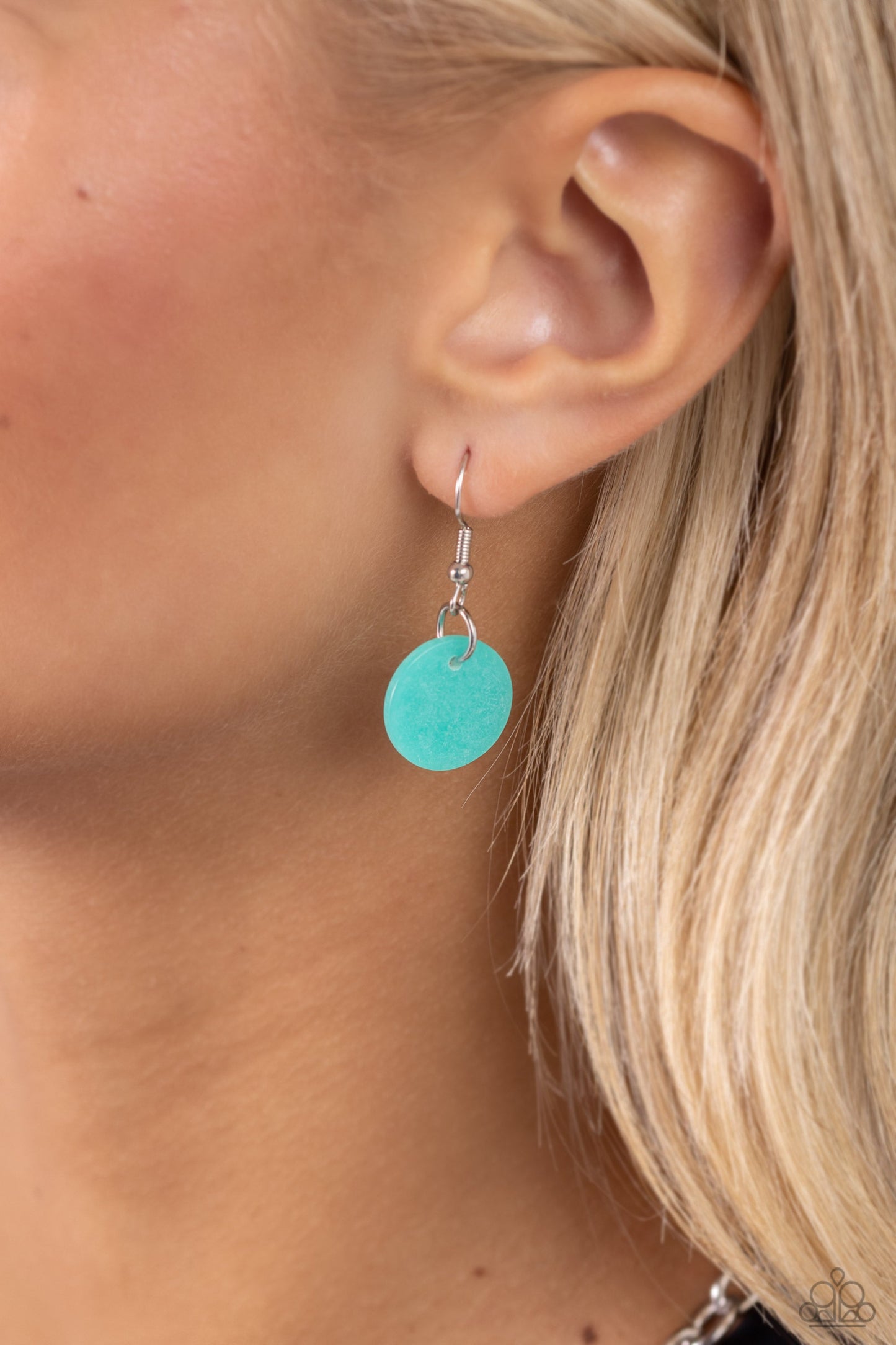 Shell Sensation - Green & White Shell-Like Beaded Paparazzi LANYARD Necklace & matching earrings