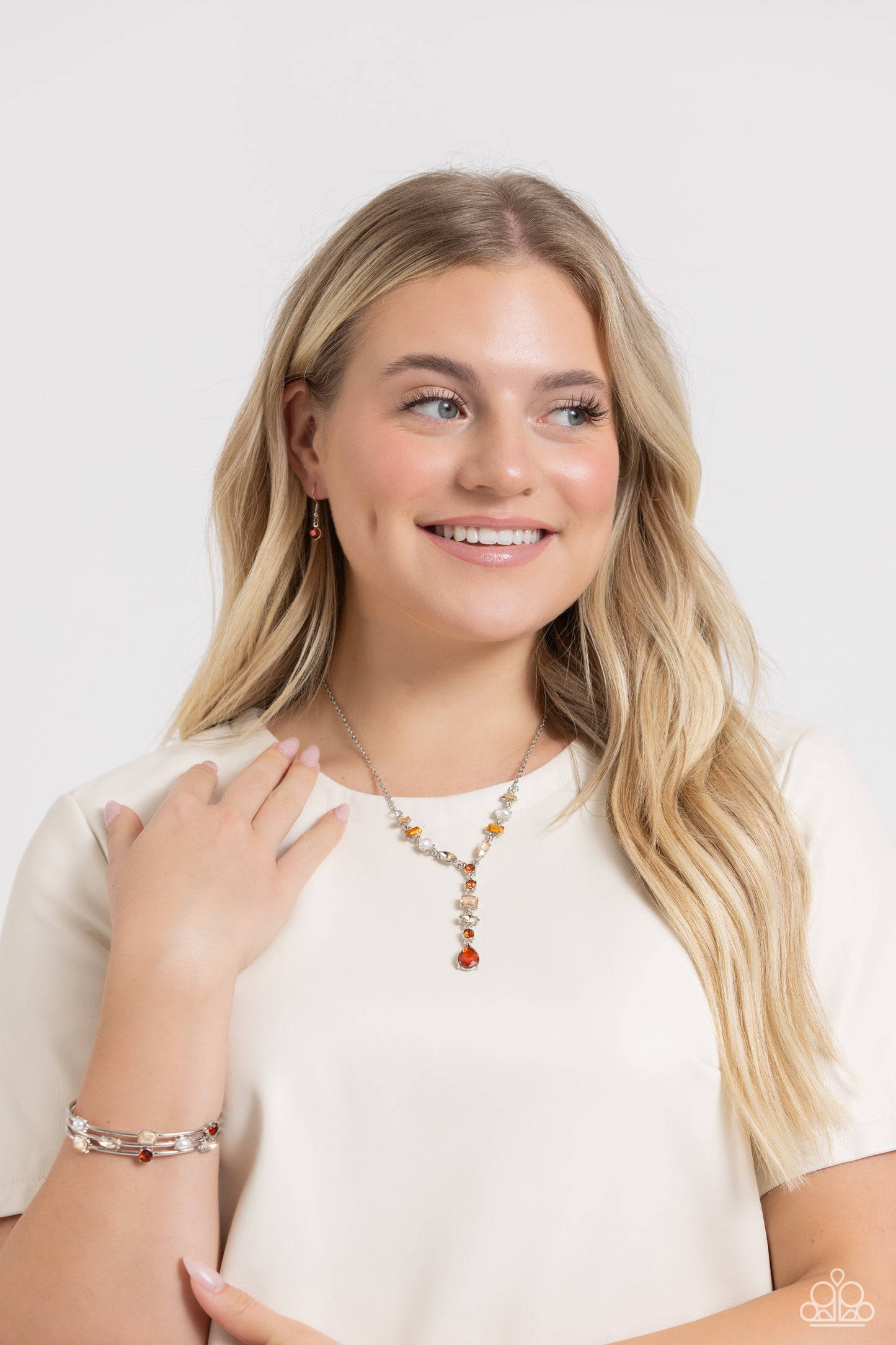 Honest Heirloom - Brown Topaz Rhinestones & White Pearls Paparazzi Cuff Bracelet