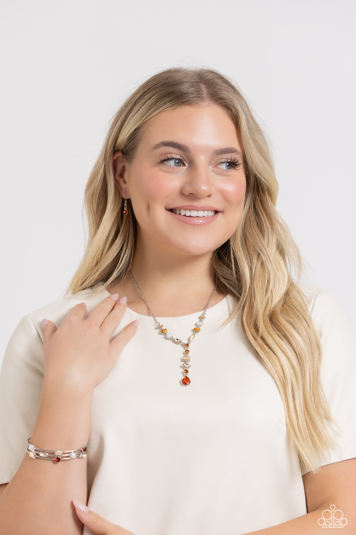 Dreamy Dowry - Brown Topaz/White Pearls Paparazzi Necklace & matching earrings