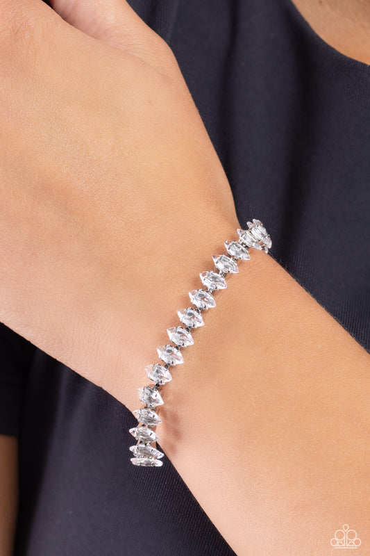 Marquise Masterpiece - White Crystal- Like Marquise Cut Gems Paparazzi Adjustable Bracelet