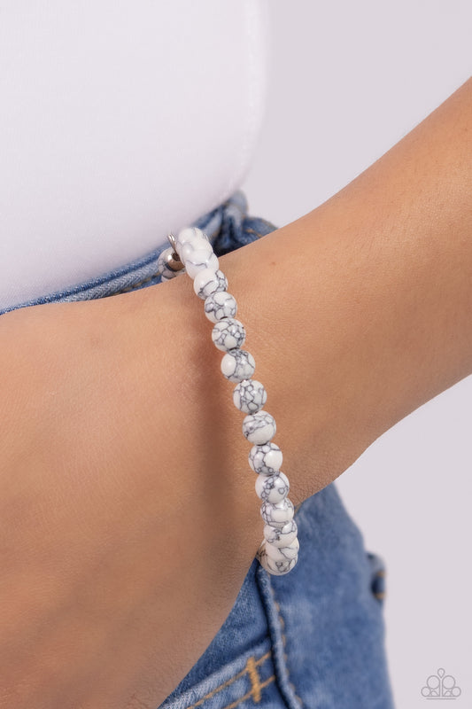Sinuous Stones - White Stone Beaded Paparazzi Cuff Bracelet