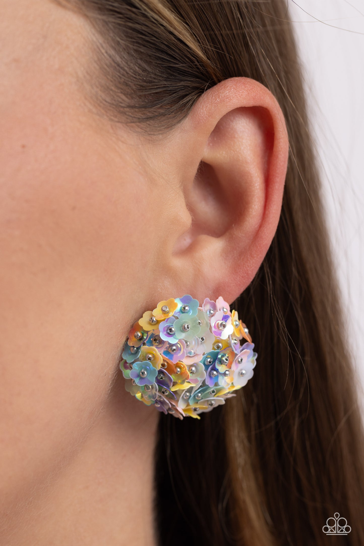 Corsage Character - Multi Iridescent Flower Bouquet-Inspired Paparazzi Earrings