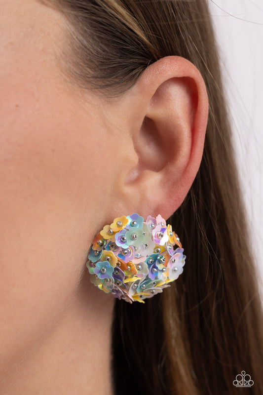 Corsage Character - Multi Iridescent Flower Bouquet-Inspired Paparazzi Earrings