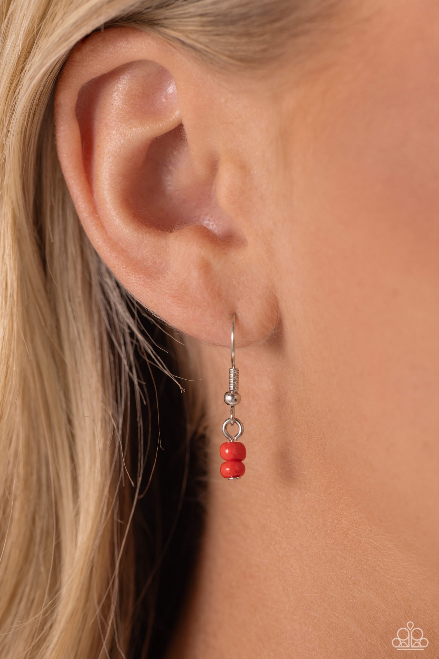 Pearly Possession - Red, Pink, Blue Seed Beads/Peace Sign Pendant Paparazzi Necklace & matching earrings