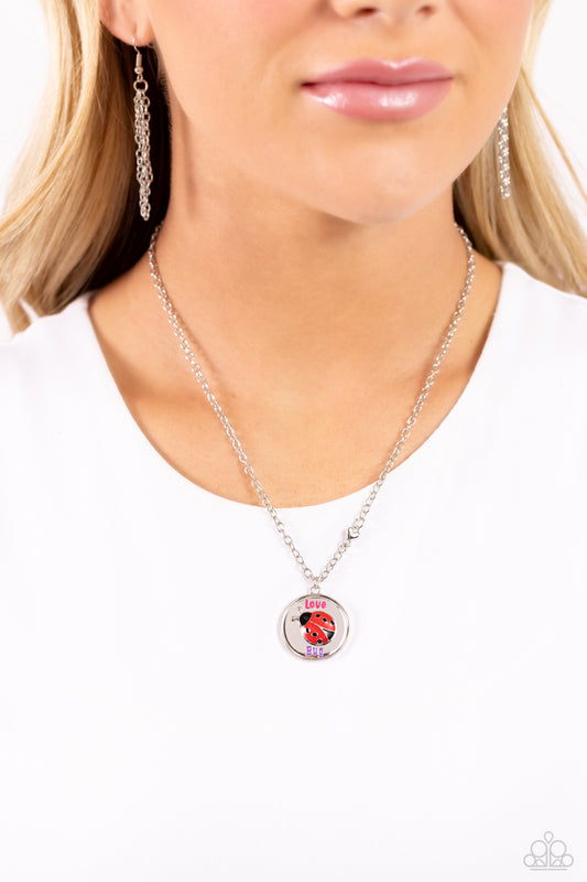 Lively Love Bug - Pink Ladybug/"Love" "Bug" Pendant Paparazzi Necklace & matching earrings