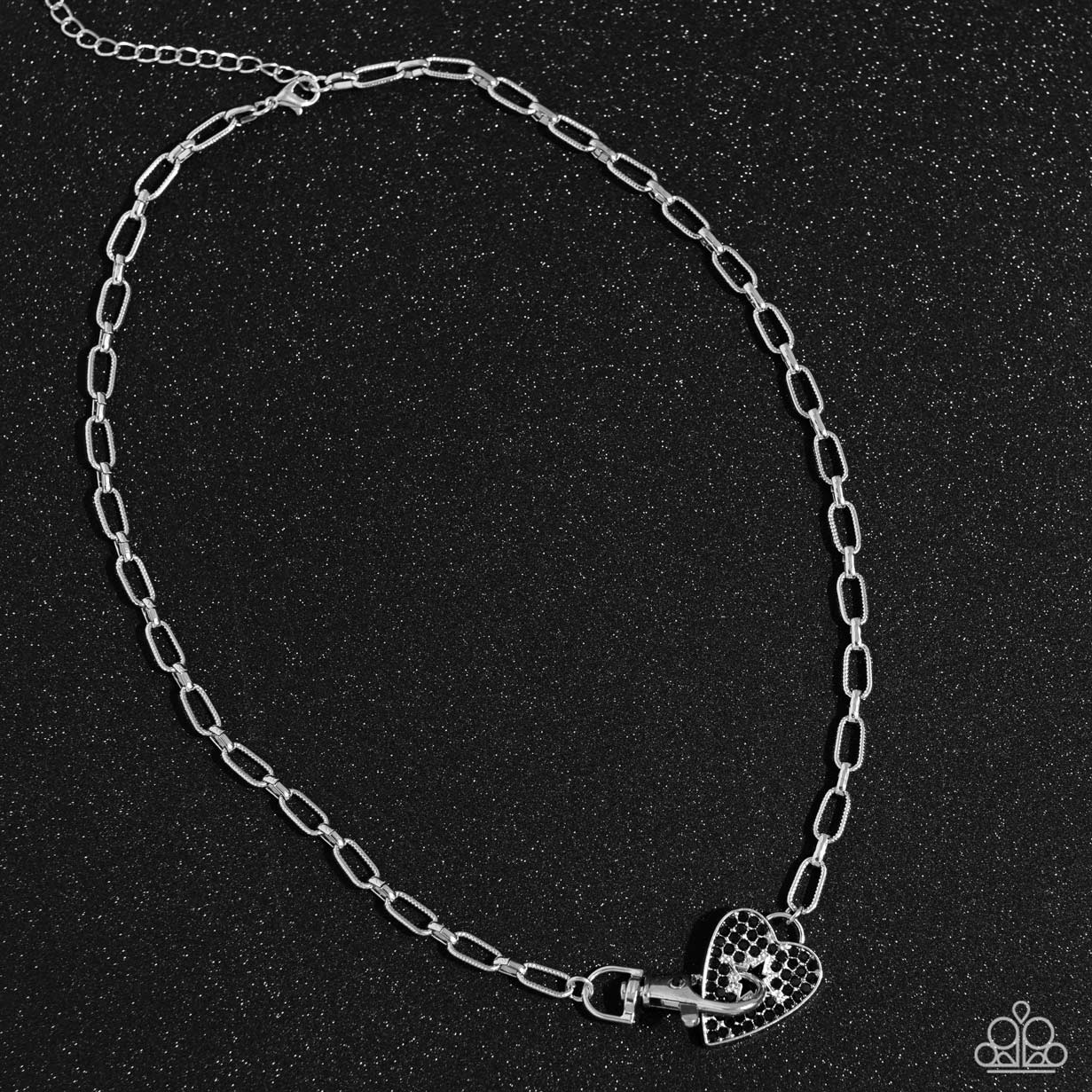 Radical Romance - Black Rhinestone Encrusted Heart Pendant Paparazzi Necklace & matching earrings