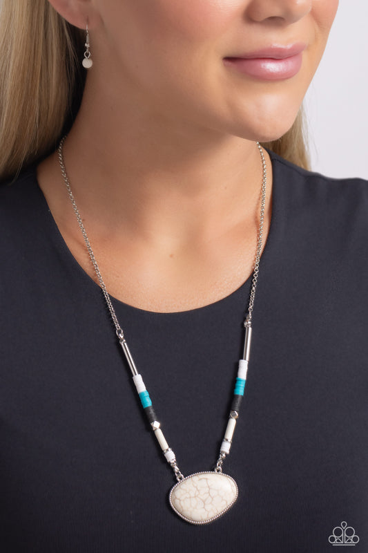 Seize the Sahara - White Stone Pendant/Clay Discs Paparazzi Necklace & matching earrings