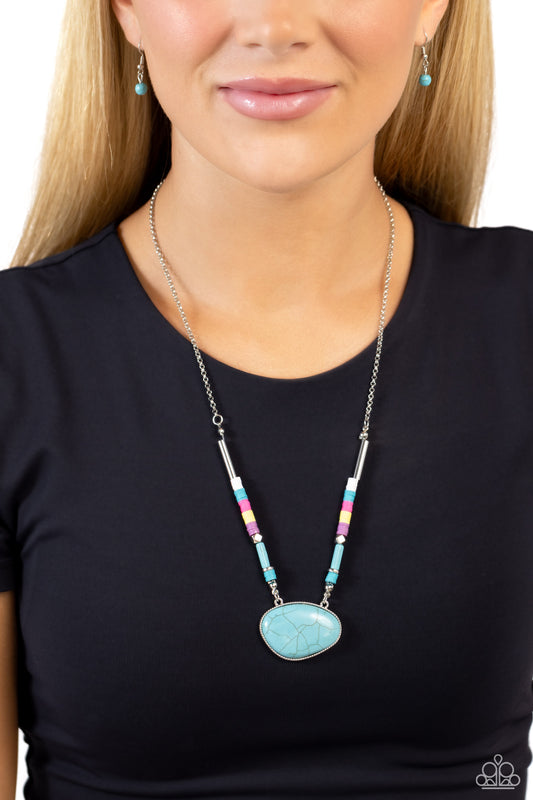 Seize the Sahara - Multi Colored Clay Discs/Turquoise Stone Pendant Paparazzi Necklace & matching earrings