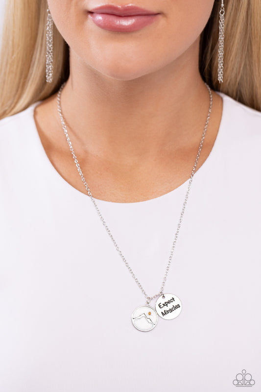 Expect Miracles - White Cloud/Silver Mountain Pendant Paparazzi Necklace & matching earrings