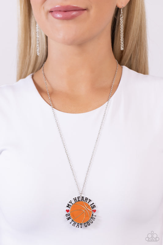 Courting Courtside - Orange Basketball Pendant Paparazzi Necklace & matching earrings