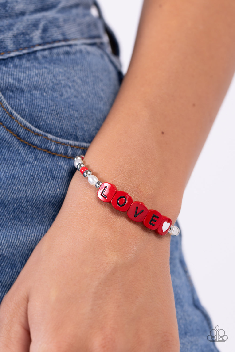 Love Language - Red "LOVE" Beaded Paparazzi Stretch Bracelet