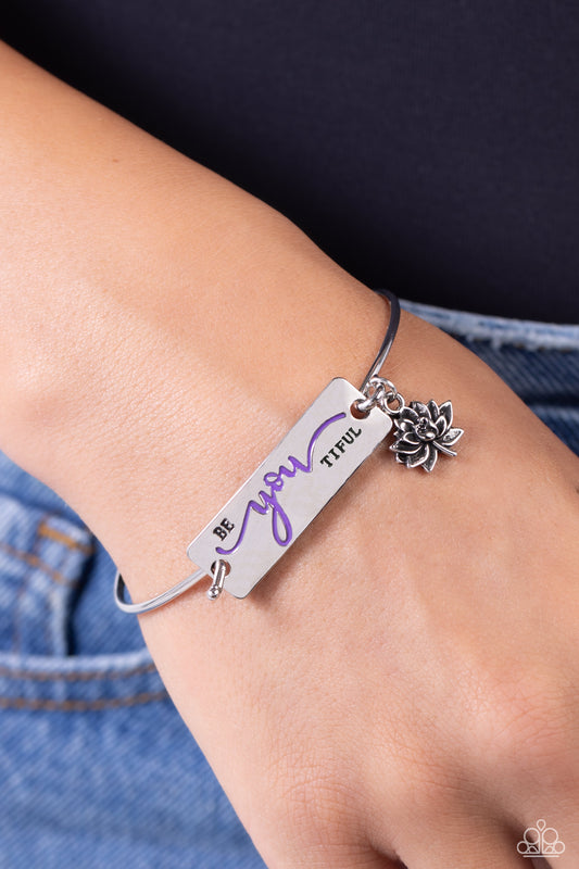 BeYOUtiful Bliss - Purple "Be You Tiful" Stamped Plate Paparazzi Bracelet