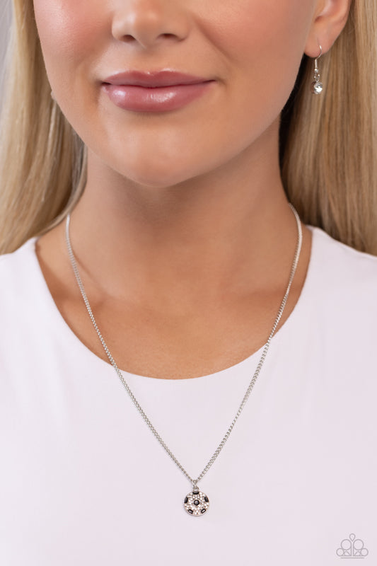 Goalkeeper Glam - Black/White Rhinestone Encrusted Soccer Ball Pendant Paparazzi Necklace & matching earrings
