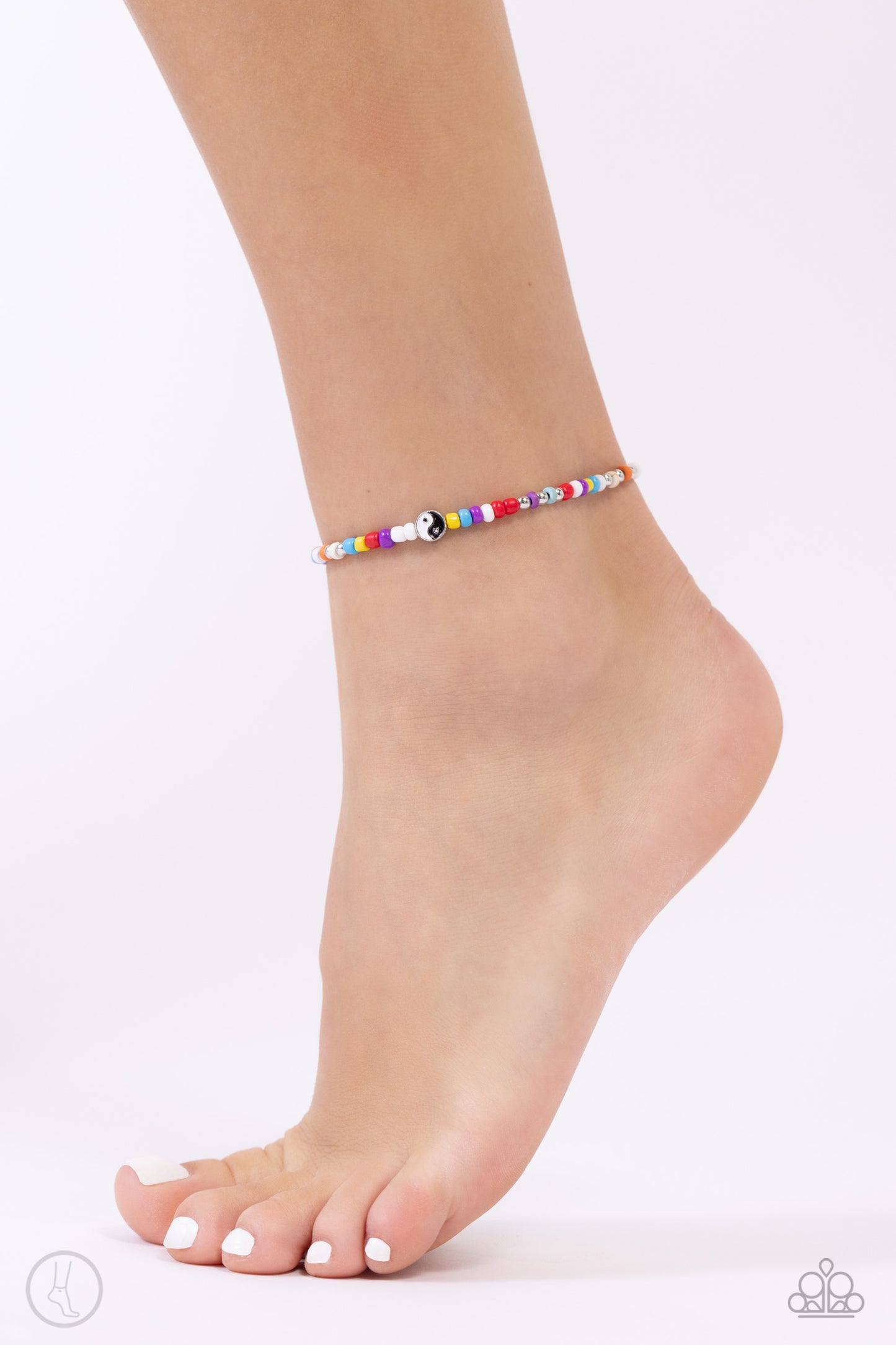 Seize the Shapes - Multi Colored Seed Beads, Silver Studs Paparazzi Anklet