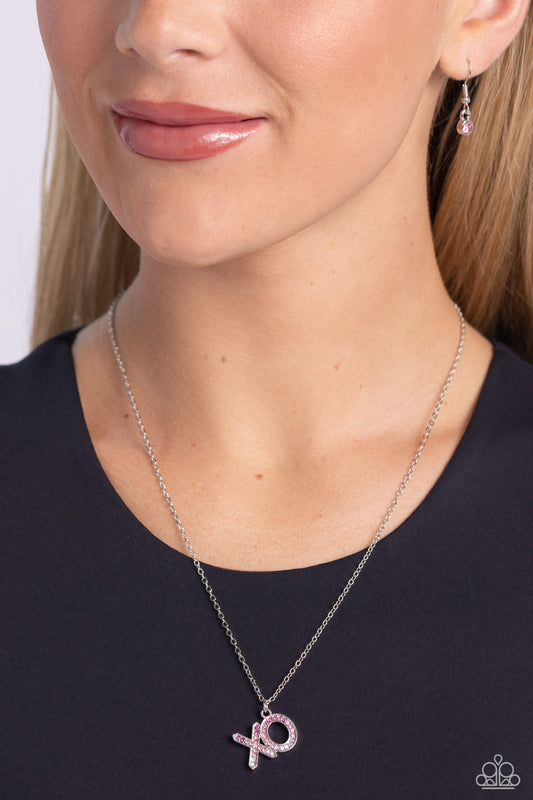 XO Showcase - Pink Ombre Rhinestone Encrusted "XO" Pendant Paparazzi Necklace & matching earrings