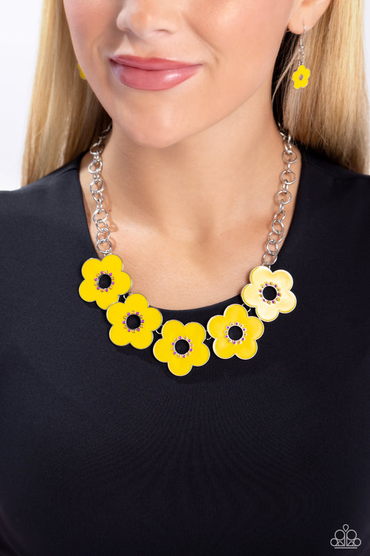 Cartoon Couture - Yellow Airy Flowers Paparazzi Necklace & matching earrings