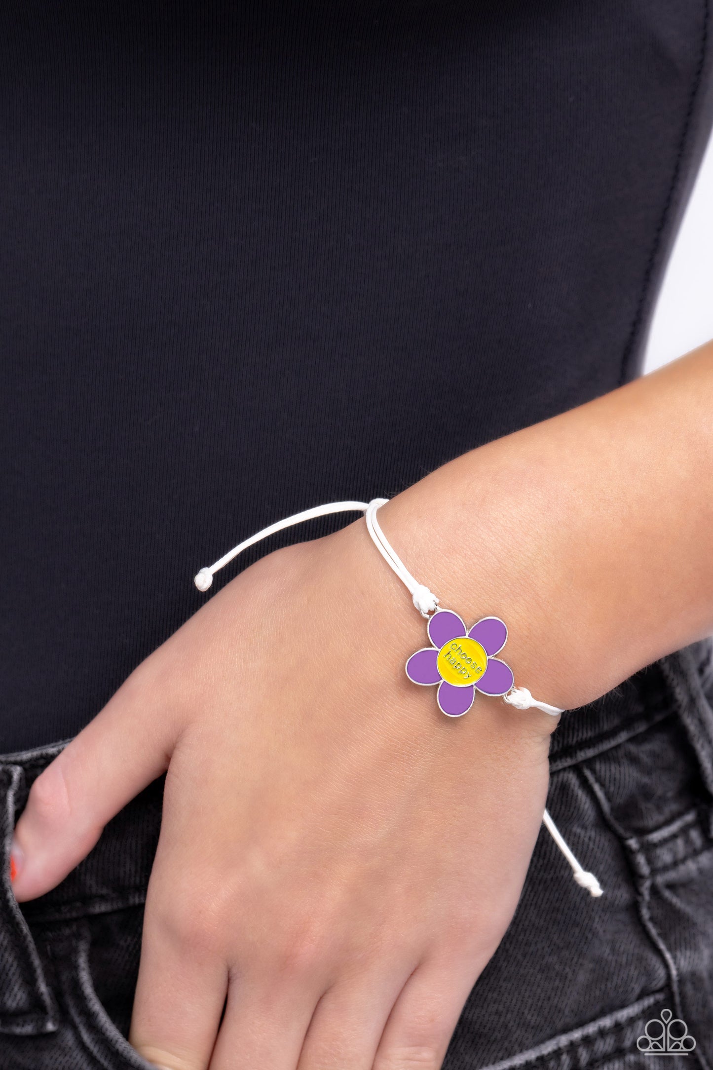 Choose Cheer - Purple "choose Happy" Flower Paparazzi Urban Bracelet