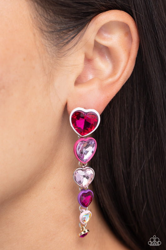 Cascading Casanova - Multi Colored Heart Fittings & Multicolored Heart Gems Paparazzi Earrings