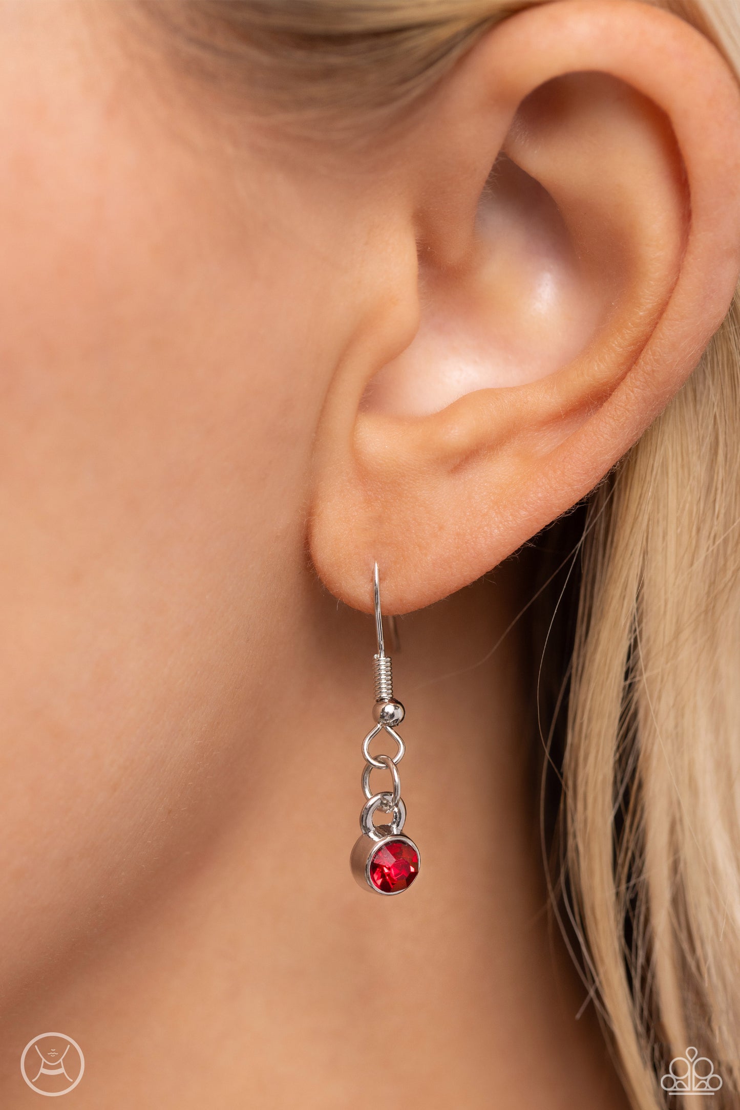 Strands of Sass - Red Triangular Gems/Dainty Chain Paparazzi Necklace & matching earrings